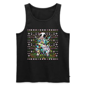 Kuh Ugly Christmas Weihnachten Xmas Santa Claus - Männer Premium Bio Tank Top - Schwarz - Vorne - Michal (187cm)