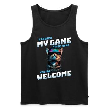 I just paused my game to be here Funny VR Cat - Men's Premium Organic Tank Top - black - Front - Michal (187cm)