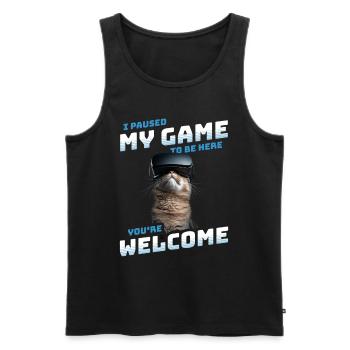 I just paused my game to be here Funny VR Cat - Men's Premium Organic Tank Top - black - Front - Michal (187cm)