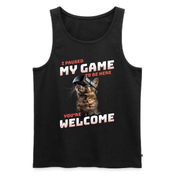 I just paused my game to be here - Cat VR Funny - Men's Premium Organic Tank Top - black - Front - Michal (187cm)