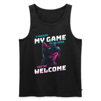 I just paused my game to be here Funny VR Cat - Men's Premium Organic Tank Top - black - Front - Michal (187cm)