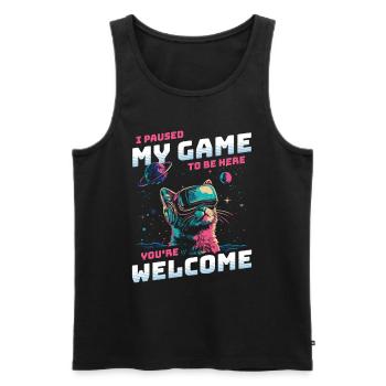 I just paused my game to be here Cat Space VR - Men's Premium Organic Tank Top - black - Front - Michal (187cm)