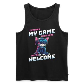 I just paused my game to be here - Cat VR Glasses - Men's Premium Organic Tank Top - black - Front - AI Model Male 178 light (178cm)