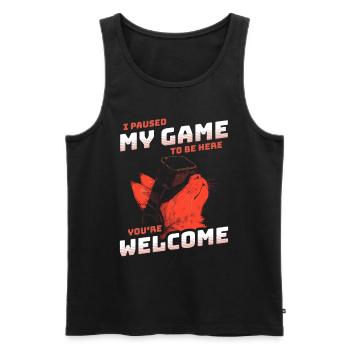 I just paused my game to be here - Cat with VR - Men's Premium Organic Tank Top - black - Front - Michal (187cm)
