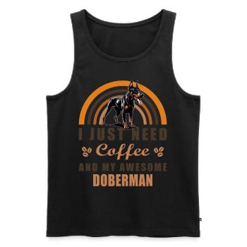 Doberman Coffee Dog Cafe - Men's Premium Organic Tank Top - black - Front - Michal (187cm)