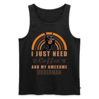 Amateur de café Doberman - Débardeur bio Premium Homme - noir - Devant - Michal (187cm)