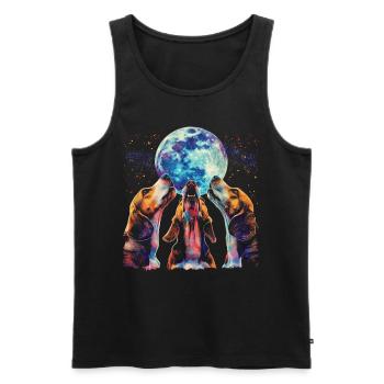 Beagle Dog Howling Moon - Men's Premium Organic Tank Top - black - Front - AI Model Male 178 light (178cm)