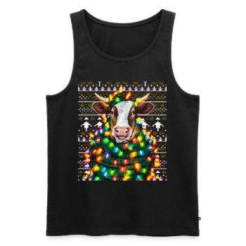 Kuh Cow Ugly Christmas Weihnachten Xmas Santa - Männer Premium Bio Tank Top - Schwarz - Vorne - Michal (187cm)