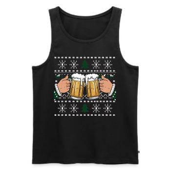 bière moche Noël Noël Père Noël - Débardeur bio Premium Homme - noir - Devant - Michal (187cm)