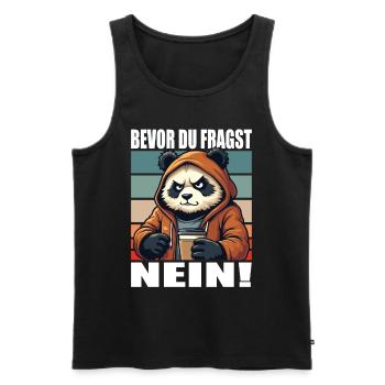 Avant de demander Aucun drôle de dicton Panda - Débardeur bio Premium Homme - noir - Devant - AI Model Male 178 light (178cm)