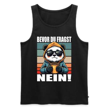Avant de demander Aucun drôle de dicton Panda - Débardeur bio Premium Homme - noir - Devant - AI Model Male 178 light (178cm)