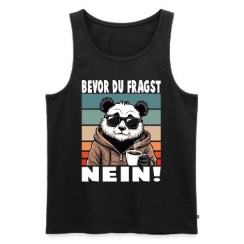 Avant de demander Aucun drôle de dicton Panda - Débardeur bio Premium Homme - noir - Devant - AI Model Male 178 light (178cm)