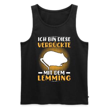 Crazy with Lemming Vole Lemming - Men's Premium Organic Tank Top - black - Front - AI Model Male 178 light (178cm)