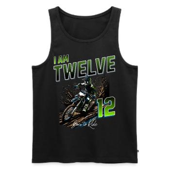 Motocross 12th Birthday - Men's Premium Organic Tank Top - black - Front - AI Model Male 178 light (178cm)