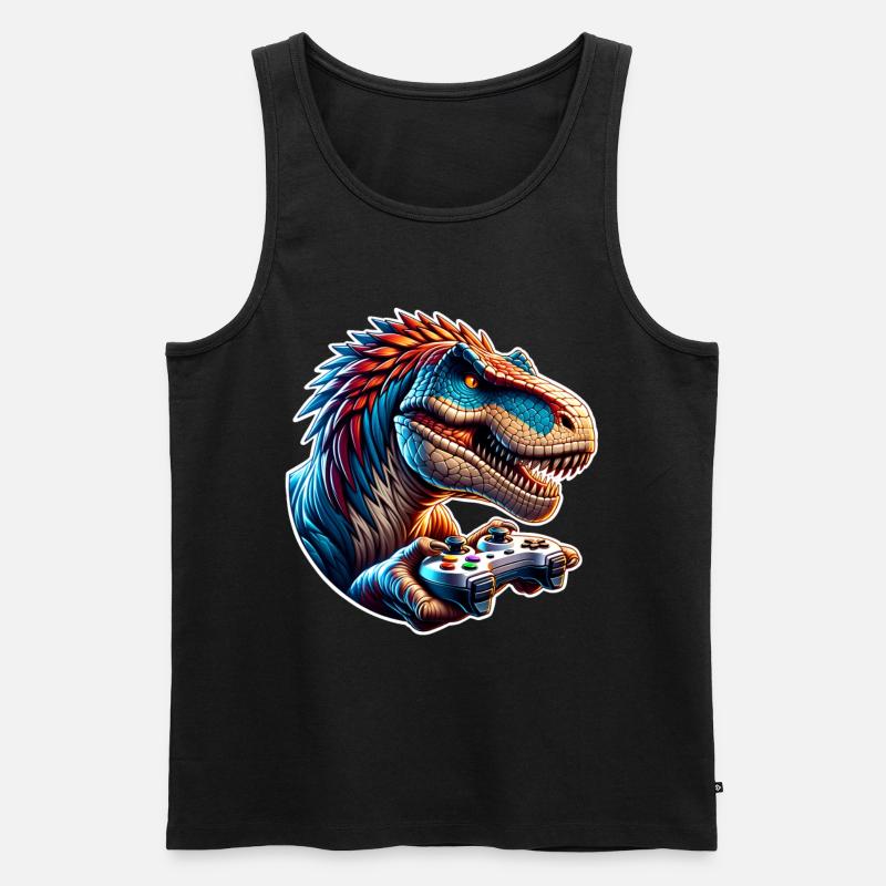 Gaming Dinosaurier T Rex - Männer Premium Bio Tank Top - Schwarz