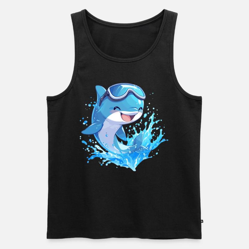 Dolphin Delfine Delfin - Männer Premium Bio Tank Top - Schwarz