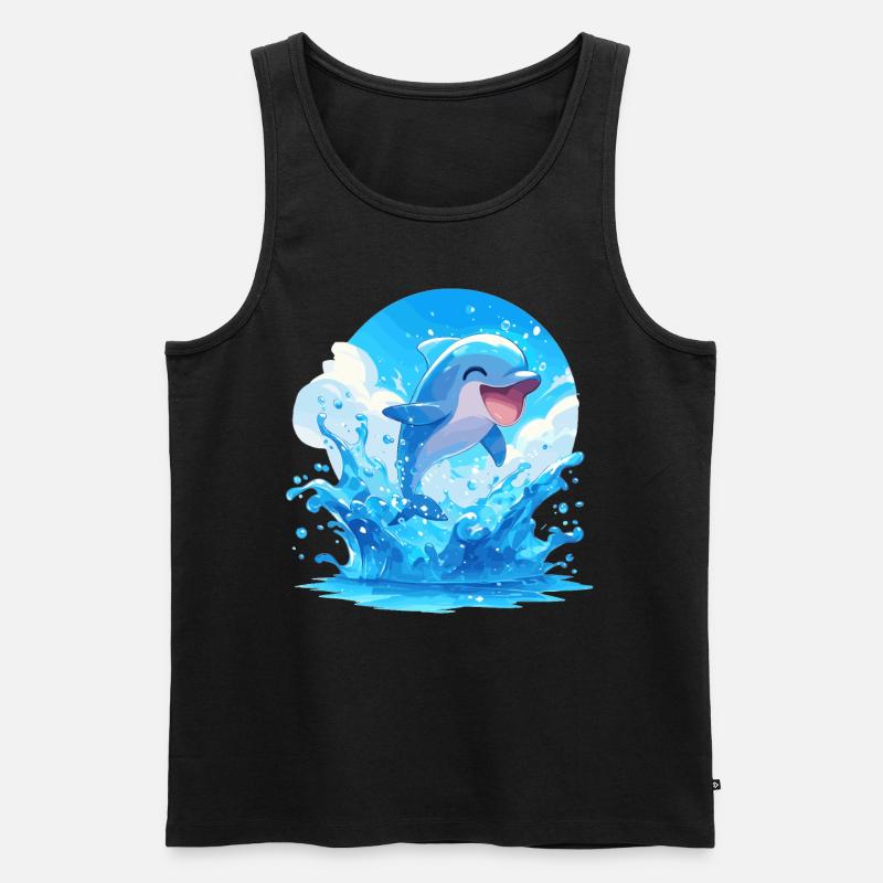 Dolphin Delfine Delfin - Männer Premium Bio Tank Top - Schwarz