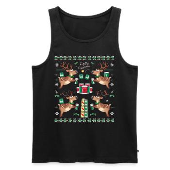 Bier Weihnachten Christmas Xmas Saufen Rentier - Männer Premium Bio Tank Top - Schwarz - Vorne - Michal (187cm)