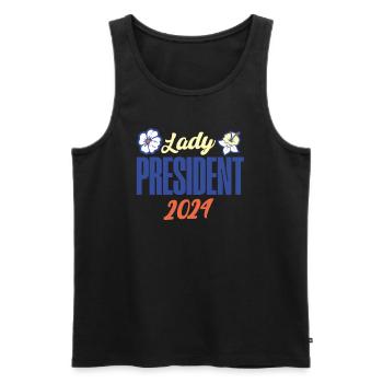 Dame Présidente 2024 : Kamala Harris pour la démocratie - Débardeur bio Premium Homme - noir - Devant - Michal (187cm)