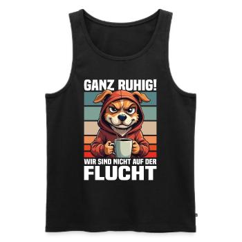 Calm down! We're not on the run dog - Men's Premium Organic Tank Top - black - Front - AI Model Male 178 light (178cm)