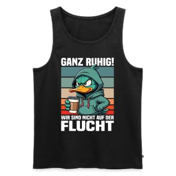 Calm down! We're not on the run duck - Men's Premium Organic Tank Top - black - Front - AI Model Male 178 light (178cm)