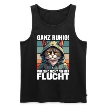Calm down! We're not on the run cat - Men's Premium Organic Tank Top - black - Front - AI Model Male 178 light (178cm)