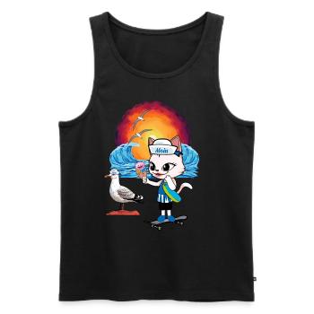 Cat Seagull Seagulls Moin Cats Skater Cream Cone - Men's Premium Organic Tank Top - black - Front - Michal (187cm)
