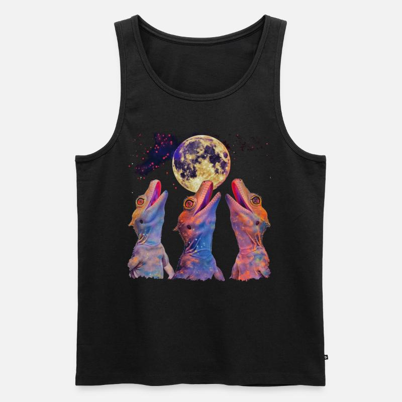 Crested Lizard Howling Moon - Men's Premium Organic Tank Top - black