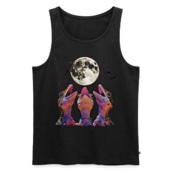 Kammgecko Eidechse Heulender Mond - Männer Premium Bio Tank Top - Schwarz - Vorne - AI Model Male 178 light (178cm)