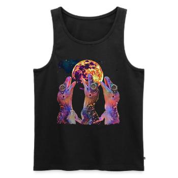 Lézard huppé Lune hurlante - Débardeur bio Premium Homme - noir - Devant - Michal (187cm)
