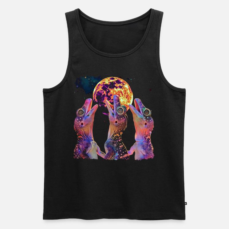 Crested Lizard Howling Moon - Men's Premium Organic Tank Top - black