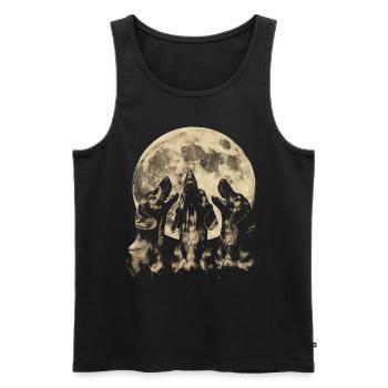 Dachshund Dog Howling Moon - Men's Premium Organic Tank Top - black - Front - Michal (187cm)