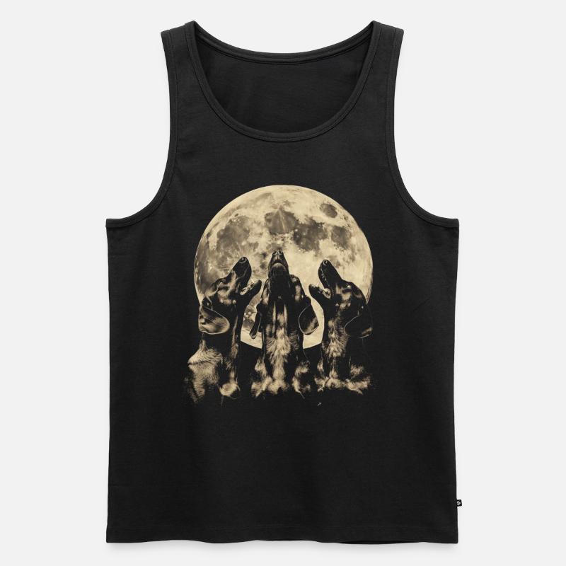 Dackel Hund Heulender Mond - Männer Premium Bio Tank Top - Schwarz