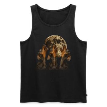Dachshund Dog Howling Moon - Men's Premium Organic Tank Top - black - Front - Michal (187cm)