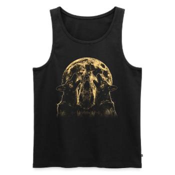 German Shepherd Howling Moon - Men's Premium Organic Tank Top - black - Front - Michal (187cm)