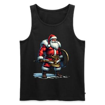 Bad Santa Claus Viking Berserker Look Christmas - Men's Premium Organic Tank Top - black - Front - AI Model Male 178 light (178cm)