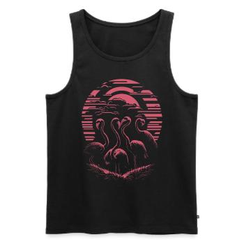 Coucher de soleil élégant sur les flamants roses - Débardeur bio Premium Homme - noir - Devant - Michal (187cm)