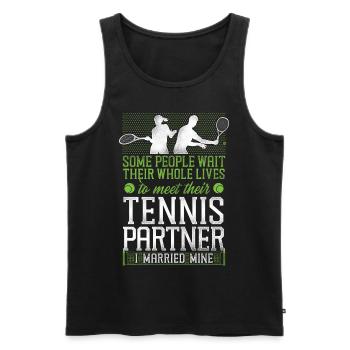 Funny Tennis Player Racket Husband - Men's Premium Organic Tank Top - black - Front - Michal (187cm)