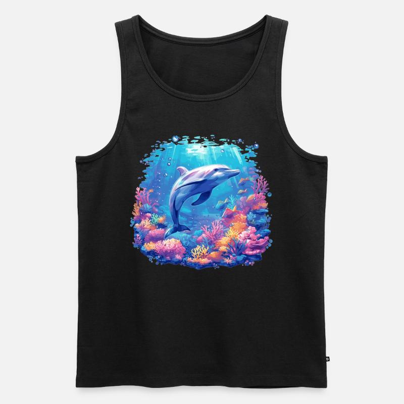 Dolphin Delfine Delfin - Männer Premium Bio Tank Top - Schwarz