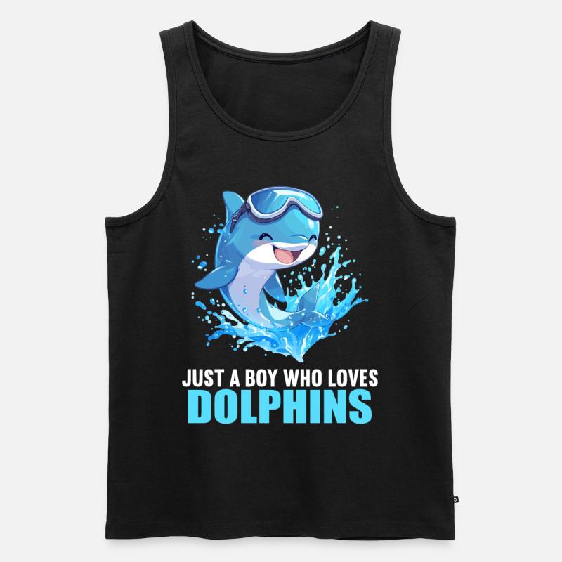 Dolphin Delfine Delfin - Männer Premium Bio Tank Top - Schwarz