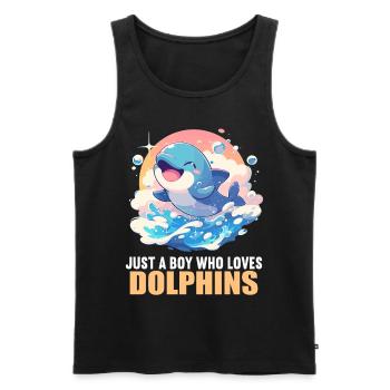 Dolphin Delfine Delfin - Männer Premium Bio Tank Top - Schwarz - Vorne - Michal (187cm)