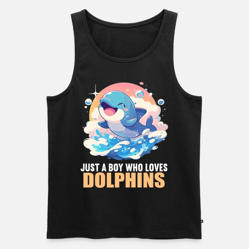 Dolphin Delfine Delfin - Männer Premium Bio Tank Top - Schwarz