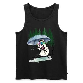 Randonnée Souris Parapluie Randonnée Forêt Nature - Débardeur bio Premium Homme - noir - Devant - AI Model Male 178 light (178cm)