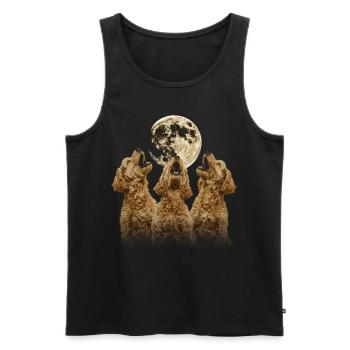Golden Doodle Goldendoodle Dog Howling Moon - Men's Premium Organic Tank Top - black - Front - Michal (187cm)