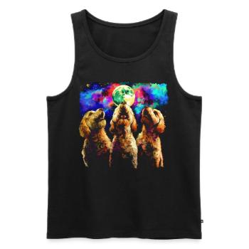 Golden Doodle Goldendoodle Dog Howling Moon - Men's Premium Organic Tank Top - black - Front - Michal (187cm)