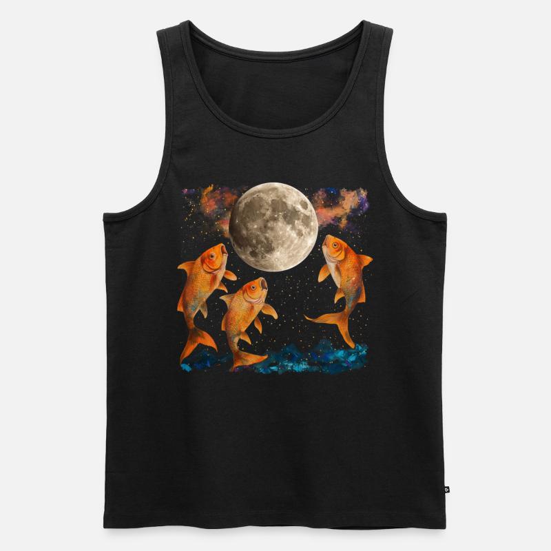 Goldfisch Fisch Heulender Mond - Männer Premium Bio Tank Top - Schwarz