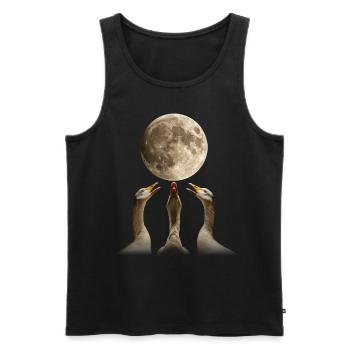 Oie canard lune hurlante - Débardeur bio Premium Homme - noir - Devant - Michal (187cm)