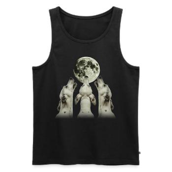 Deutsche Dogge Hund Heulender Mond - Männer Premium Bio Tank Top - Schwarz - Vorne - Michal (187cm)