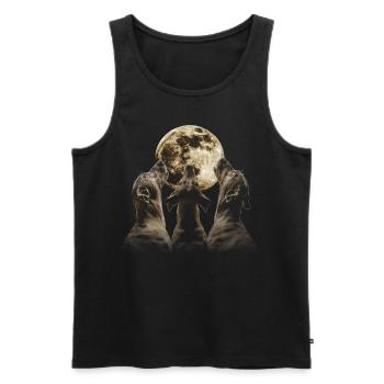 Dogue Allemand Chien Lune Hurlante - Débardeur bio Premium Homme - noir - Devant - Michal (187cm)