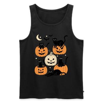 Lustige Katzen Halloween - Männer Premium Bio Tank Top - Schwarz - Vorne - Michal (187cm)